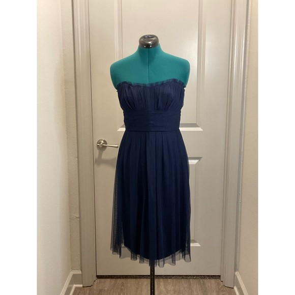 Vera Wang‎ Maids Dress Sz 10 Blue Tulle Strapless Wedding Prom Cocktail Party - Picture 1 of 5
